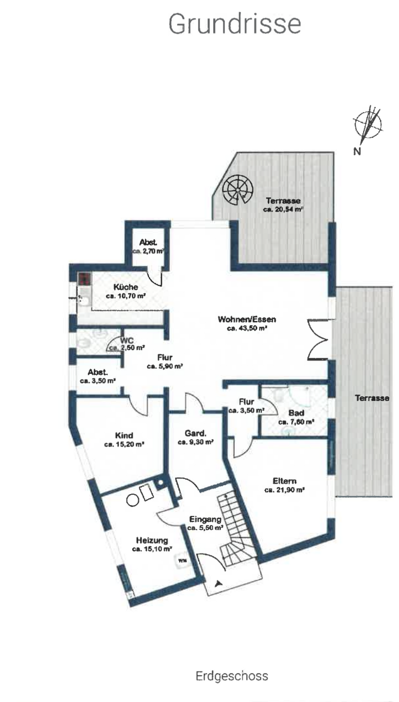 Grundris EG Zweifamilienhaus Erbes-B�desheim